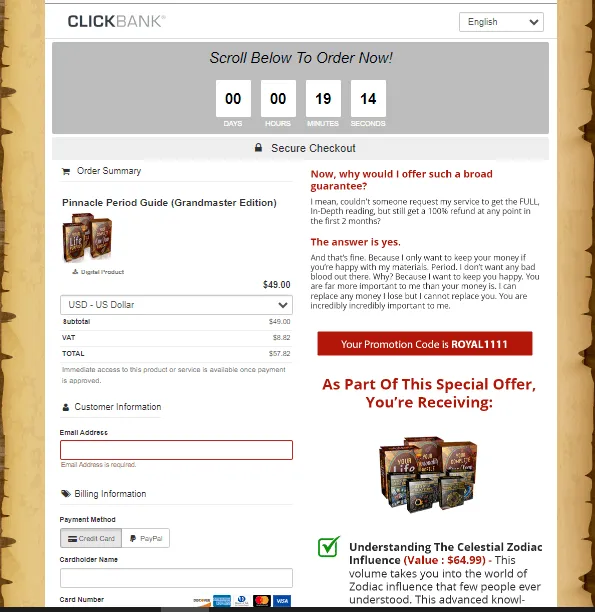 Royal Numerology Checkout Page buy now